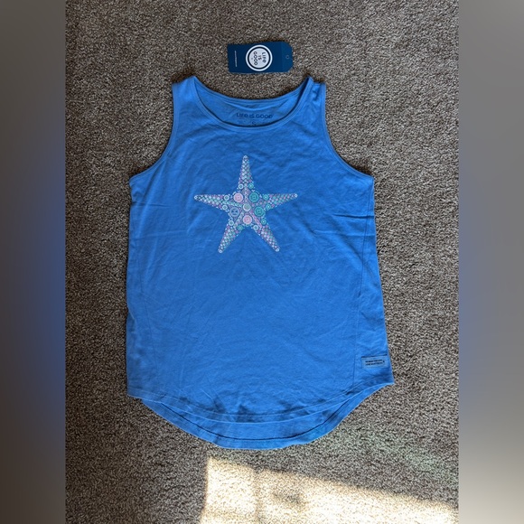 Life Is Good Tops - Life Is Good Blue Crusher Tank Top with Vintage Star Design